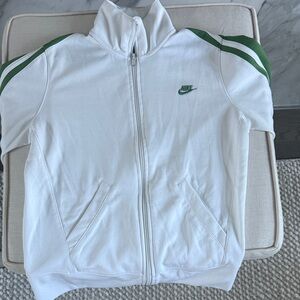 Nike White Jacket with Green Stripes